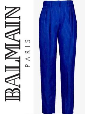 Balmain Front Pleat Glitter Pinstripe Pant